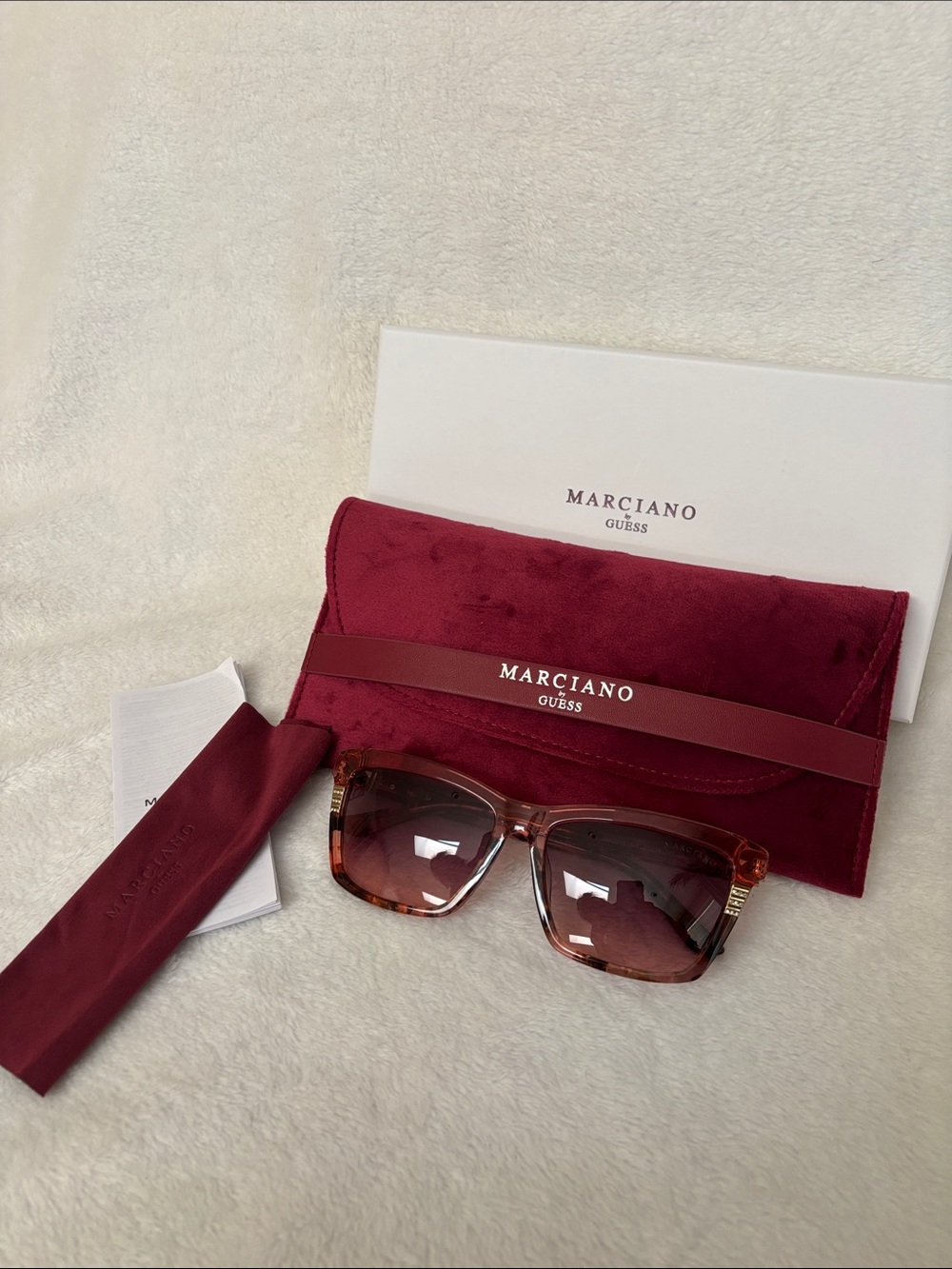 Marciano Burgundy Sunglasses with Matching Burgundy Case